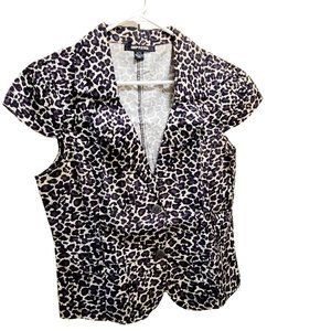 Impress Animal Leopard Print Brown-Black Blazer, Size XLarge